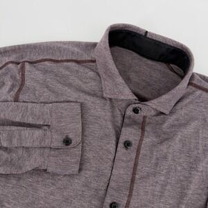 Lululemon Mens Large Purple Long Sleeve Button Up Shirt Heathered Casual Stretch